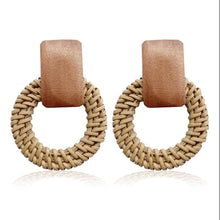 Load image into Gallery viewer, Bohemian Round Rattan Earrings
